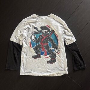Garanimals White and Black Ninja Graphic Long Sleeve Tee
